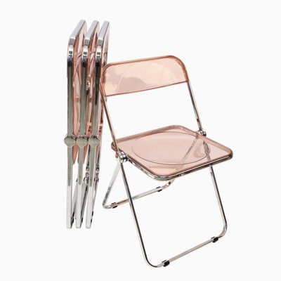 Sedie pieghevoli Plia in vetro acrilico rosa di Giancarlo Piretti
