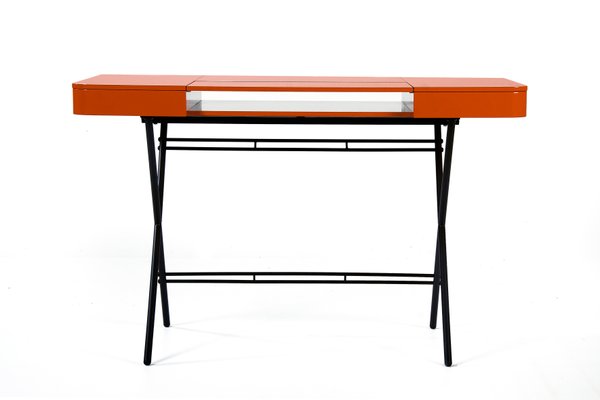 Bureau Cosimo avec Plateau Laqué Orange Brillant par Marco Zanuso