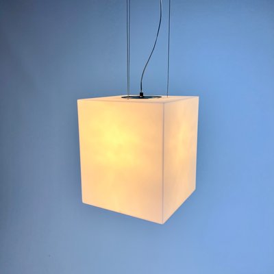 White Plastic Cube Pendant by Delta Light Belgium 1990s for sale