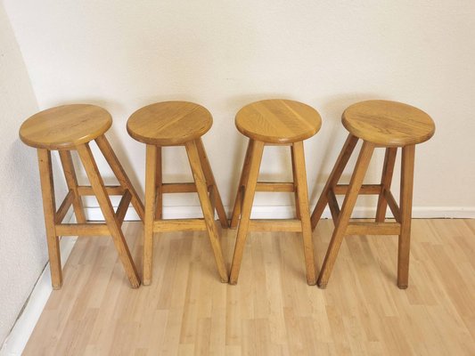 Industrial Oak Bar Stool Yugoslavia 1980s for sale at Pamono