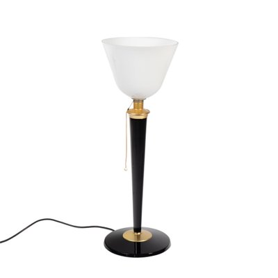 Art Deco Mazda Lamp in Beech and Brass for sale at Pamono