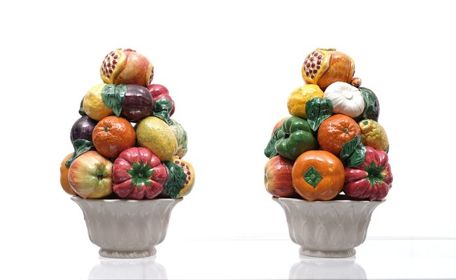 Goaste Set Portafrutta 3 Ciotole In Ceramica Con Griglia Metallica | Contenitore A Livelli Per Frutta, Verdura E Snack | Design Argento Per Cucina
