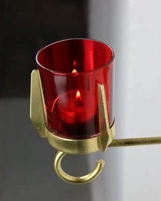 Vintage Wandkerzenhalter aus Messing und Glas