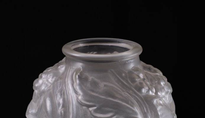 Large Art Deco Satin Pressed Glass Vase, 1930s for sale at