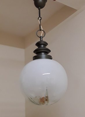 Vintage Tinted Spherical Glass Shade Ceiling Lamp, 1970s for sale