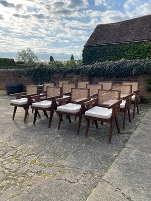 Model Pj 010102t 1953 4 King Office Chairs by Pierre Jeanneret 1955 Set of 12