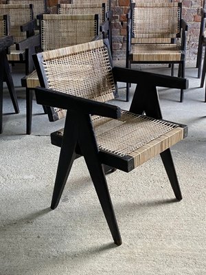 Black Dining Chairs by Jacques Dworczak and Pierre Jeanneret 1955 Set of 12