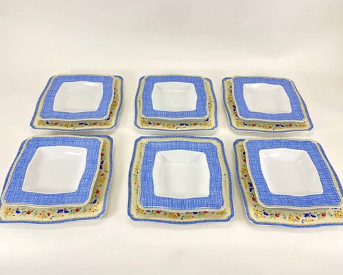 Platos cuadrados y platos hondos con estampado Juego de