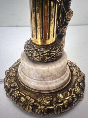 Antique Bronze & Marble Lamp Putto Cherub in the style of