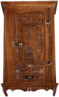 Small Antique Baroque Walnut Wall Cabinet 1750s for sale at Pamono