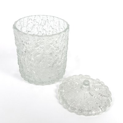 Großes Mid-Century Modern Iced Glasgefäß mit Deckel bei Pamono kaufen