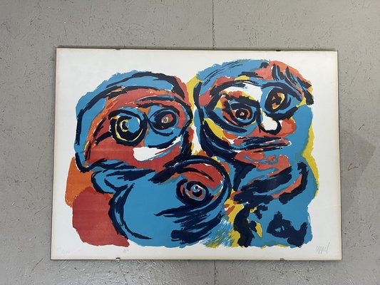 Karel Appel、Nu bleu、希少画集画、新品額装付 Karel Appel、Nu bleu、希少画集画、新品額装付