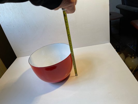 Scandinavian Modern Red Enamel Bowl by Kaj Franck for Arabia Finel
