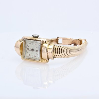 Bracelet De Montre Vintage Georg Jensen En Or 18 Carats Et Cuir - Marron - Occasion