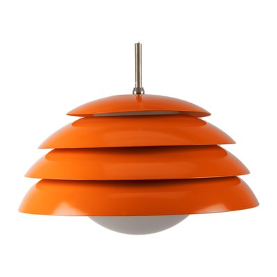 Orange Layered Glass Pendant Lamp, 1970s for sale at Pamono