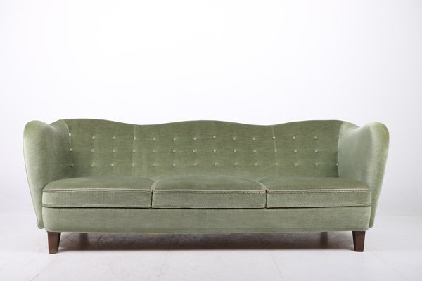 Mid-Century Danish Velvet Sofa, 1940s for sale at Pamono