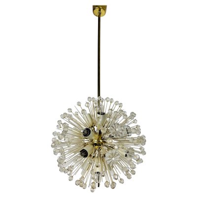 Glass and Brass Sputnik Chandelier attributed to Emil Stejnar for