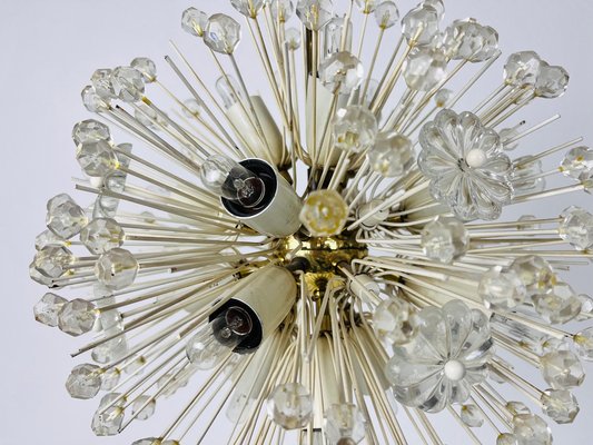 Glass and Brass Sputnik Chandelier attributed to Emil Stejnar for