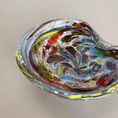 Silver Flakes Murano Glass Ashtray attributed to Dino