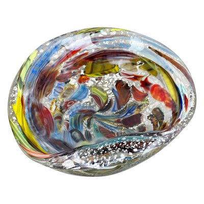 Silver Flakes Murano Glass Ashtray attributed to Dino