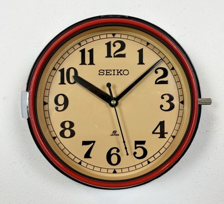 Vintage Red Seiko Navy Wall Clock, 1970s for sale at Pamono