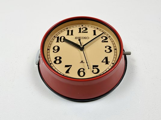 Vintage Red Seiko Navy Wall Clock, 1970s for sale at Pamono