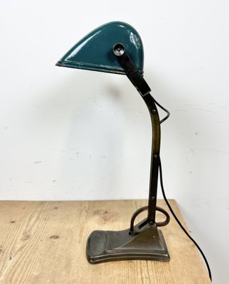 Vintage Green Enamel Bank Lamp from Horax 1930s for sale at Pamono