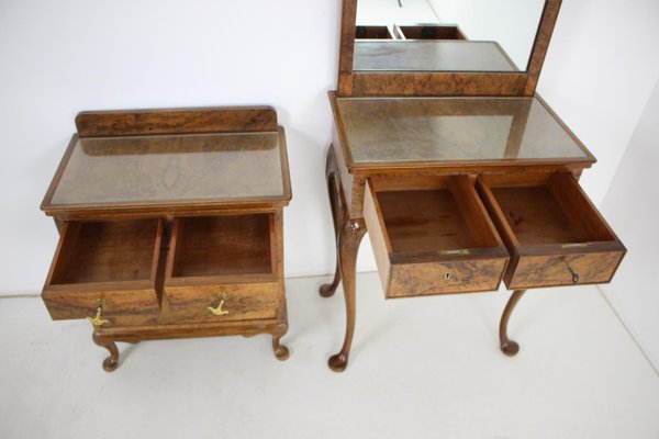 Antique Makeup Vanity with Cabinet, Czechoslovakia, 1920s, Set of