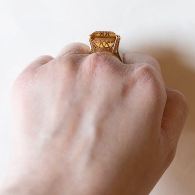Bague Cocktail Citrine Vintage en Or 18k 1960s