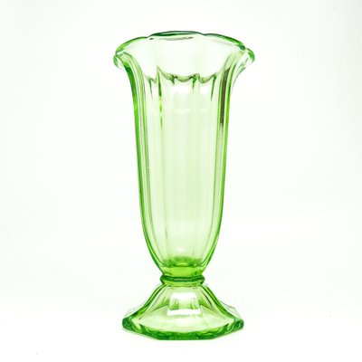 Polish Art Deco Uranium Vase from Zawiercie Glassworks