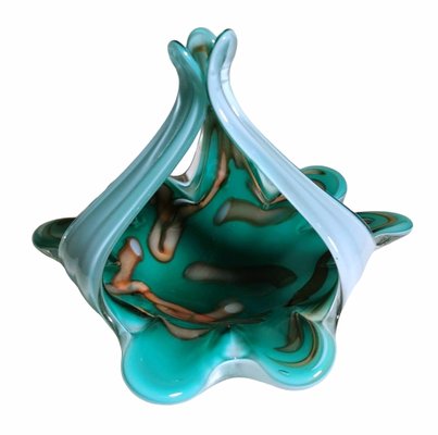 Italian Colored Opaline Murano Glass Basket for sale at Pamono