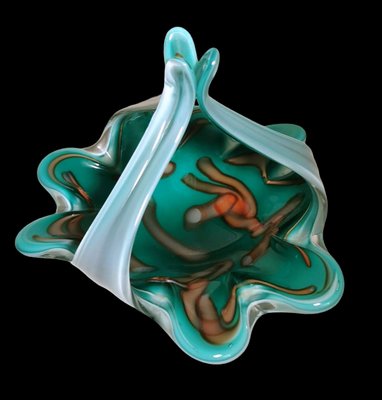 Italian Colored Opaline Murano Glass Basket for sale at Pamono