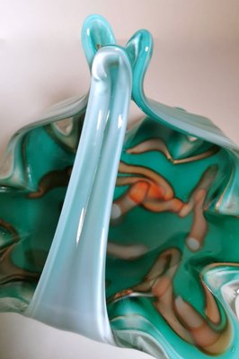 Italian Colored Opaline Murano Glass Basket for sale at Pamono