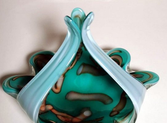 MURANO OPALINE FERRO オパーリン ハンドペイント 宝石箱 Italian Colored Opaline Murano Glass Basket for sale at Pamono