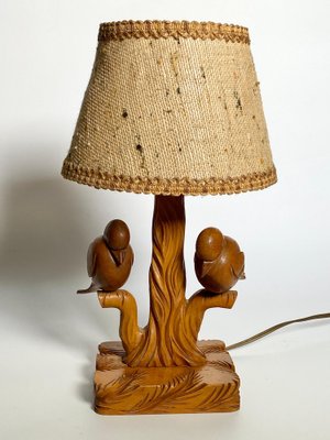 Brown Wood Bird Table Lamp, France, 1940s for sale at Pamono