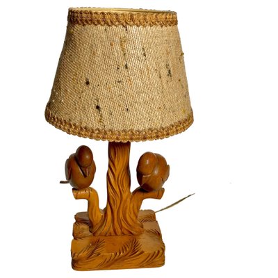 Lámpara de mesa de madera marrón, años 40 en venta en Pamono
