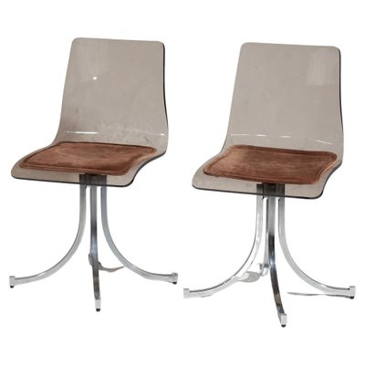 Acrylic and chrome clearance dining chairs