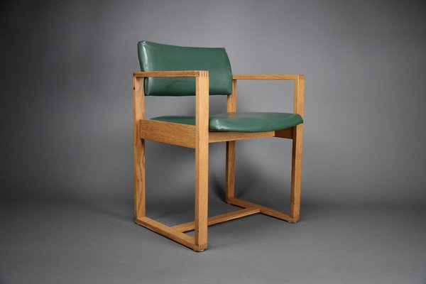 Mid Century Modern Wooden Office Chair in Bottle Green 1960