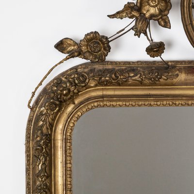 19th Century Louis Philippe Two-Tone Carved Gilt Wood and Paint Wall Mirror  - Country French Interiors