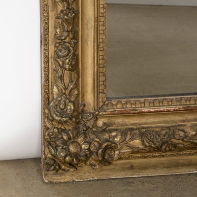 Antique French Giltwood Louis Philippe Mirror with Floral Motifs