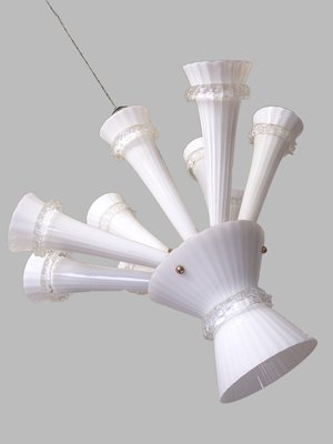 Trumpet Ceiling Light With Handblown Glass 1960s