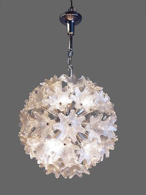 Sputnik Chrome and Glass Flowers Chandelier by Paolo Venini Sputnik Chrome and Glass Flowers Chandelier by Paolo Venini