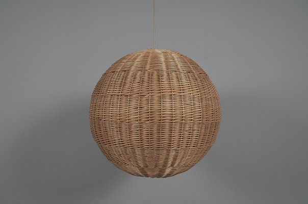 Wicker globe pendant light deals