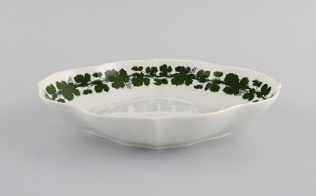 Grne Efeu Vine Vase und Schale aus handbemaltem Porzellan von Meissen,  1940er, 2er Set bei Pamono kaufen