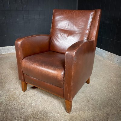 Vintage Club Chair in Brown Leather for sale at Pamono