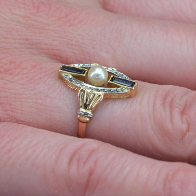 Art deco 2024 pearl ring