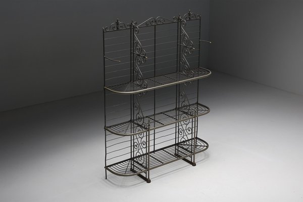 Antique wrought iron bakers rack deals