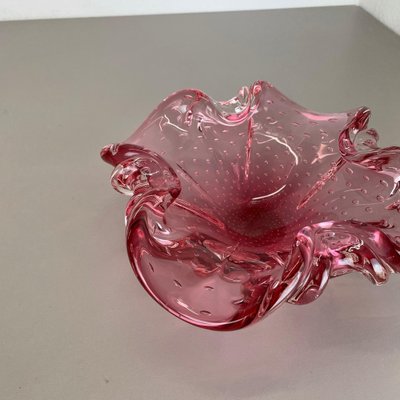 Large Pink Shell Bubble Murano Glass Bowl, Italy, 1970s for