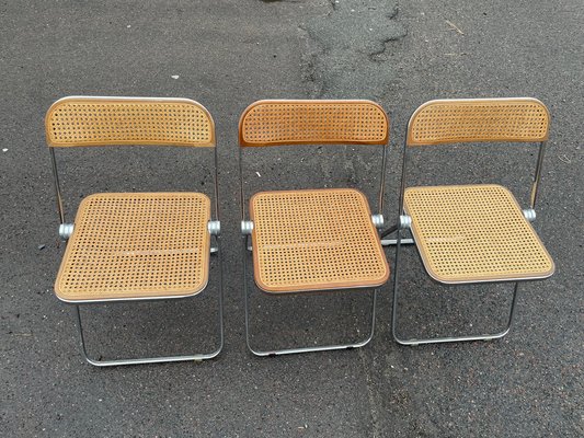 Plia Cane Folding Chair by Giancarlo Piretti for Castelli 1960s Set of 2