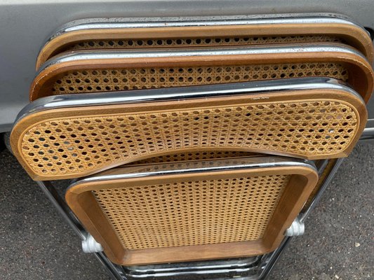 Set of Plia Cane Folding Chair by Giancarlo Piretti for